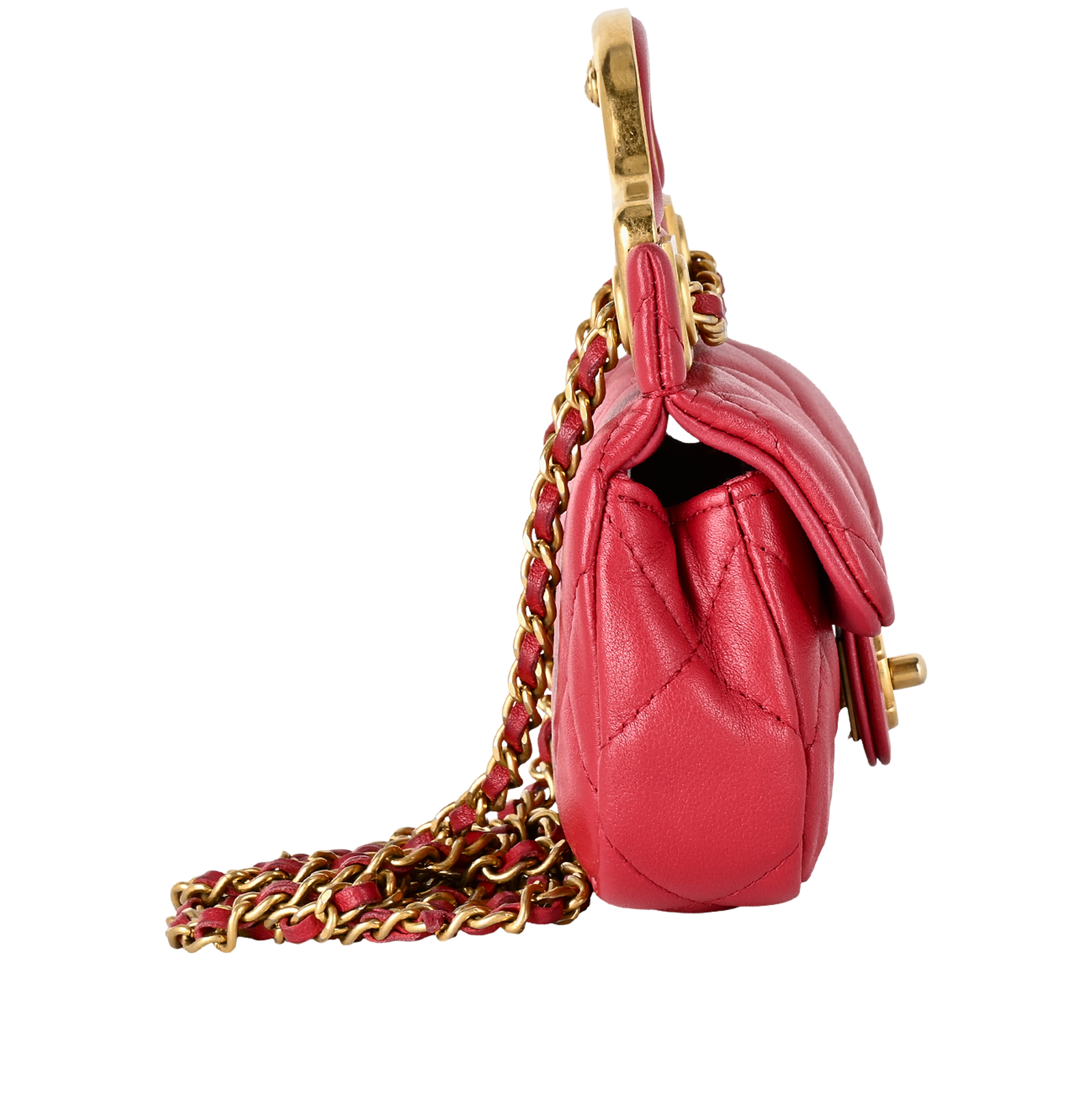 Lady Handle Flap Card Holder, &pound;1,800, Handbags, Red, Leather, Side view